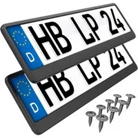 L & P Car Design Kennzeichenhalter für Auto 46 cm in schwarz für kurze Kennzeichen, (2 Stück)