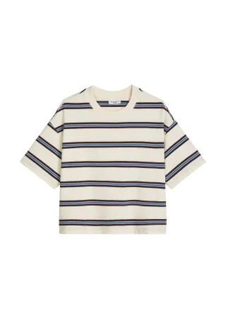 Marc OPolo DENIM - Gestreiftes T-Shirt relaxed Offwhite - Gr. - S