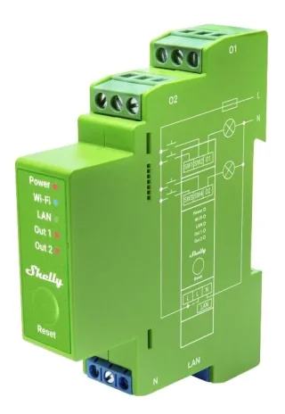 SHELLY 2-Kanal-DIN-Schienen-Smart-Dimmer, Pro Dimmer 2PM, Messfunktion
