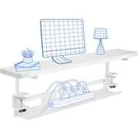 FLEXISPOT Schreibtischaufsatz Klemmbarer Monitorständer mit Untertisch-Ablage, ohne Bohren, (ergonomische Monitorerhöhung, bis 20 kg belastbar, passend für Tischplatten bis 25 mm)