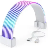 Athlix LED Lichtleiste RGB PSU Kabel für Gaming PC, LED Streifen ARGB PC Kabel Abdeckung, LED fest integriert, 24-polige ATX-Netzteilkabel, 80 LEDs