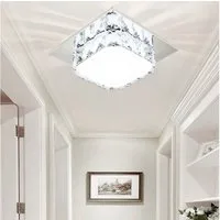oyajia LED Deckenleuchte Moderne 9K Kristall Edelstahl Deckenlampe, 16W Unterputz Deckenleuchte, ‎Kaltweiß, Luxus Mini Kronleuchter LED Deckenlampe, für Flur, Esszimmer, Hotel
