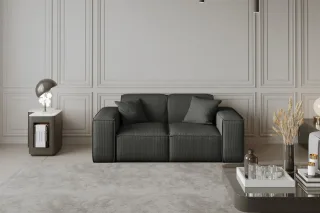 Sofa Designersofa CELES 2-Sitzer in Stoff Scala Anthrazit