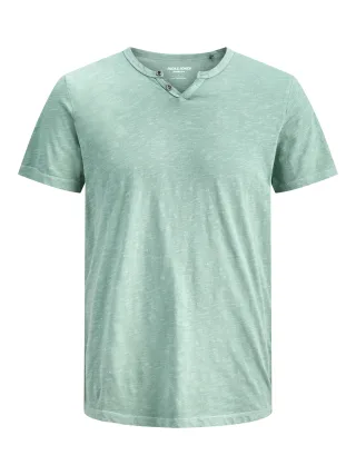 JACK&JONES - JJESPLIT NECK TEE SS NOOS Mineral Blue - Gr. - S