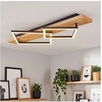 hofstein Deckenleuchte Deckenlampe aus Metall/Holz/Kunststoff in Naturfarben/Schwarz/Weiß, ohne Leuchtmittel, 3000 Kelvin, Leuchte im modernen Design, 28 Watt, 3800 Lumen, 3000 Kelvin