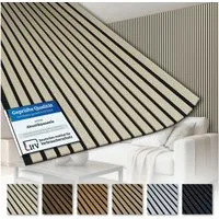 AKUSTIKO Wanddekoobjekt AK03 (Lamella Akustikpaneele 2 Stück 280x60cm - flexible Filz MDF Wandpaneele fugenlos - überlappende Holz Lamellenwand Paneele weiß - Akustik Wandverkleidung von HEXIM (3.36m² White Ash)