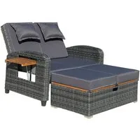 Garden Pleasure Multifunktionsliege Funktionssofa »BARI«, ausziehbarer Tisch, inkl. Auflage, Stahl, verstellbare Rückenlehne, L: 136 cm