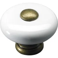 Hettich Möbelknopf Hettich Möbelknopf Keramik weiß/gold Ø 32,0 mm - 1