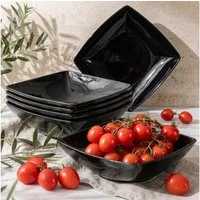 KONSIMO® Teller-Set EPIRI Geschirrset Suppenteller 6 Personen, hergestellt in der EU (6-tlg), 6 Personen, Keramik, quadratisch, Spulmachinen- und Mikrowellengeeignet