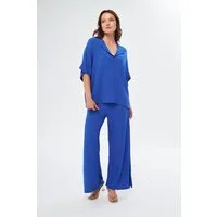 WOMAN VISION Blusentop Zweiteiliges Set aus Bluse und Hose mit V-Ausschnitt in Übergröße