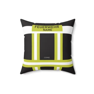 COVRZ Freiwillige Feuerwehr Kissen | Quadratisches Kissen aus gesponnenem Polyester mit individuellem Textband Weiß 14" × 14" Ohne