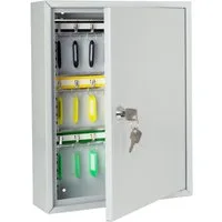 HMF Schlüsselkasten Schlüsselschrank aus Stahl, abschließbarer Schlüsselkasten für Büro, Verwaltung oder Fuhrpark, 42 Schlüsselhaken, 35 x 27 x 8 cm, Lichtgrau