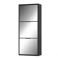 UEV Schuhschrank Spiegelschuhschrank schmal mit 3 klappen flurschrank klappschuhschrank (Schuhkipper Schuhregal Aufbewahrungsschrank, Schuhständerregal, Trennwände verstellbar und abnehmbar für verschiedene Schuhtypen) 50 x 23 x 121,5 cm für Wohnzimm