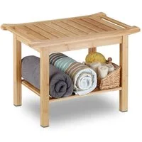 relaxdays Sitzbank Badezimmer Bank Bambus