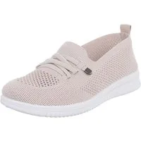 Ital-Design Bequeme Damenschuhe mit atmungsaktivem Mesh-Design Slipper (91554388) Keilabsatz/Wedge Slipper in Beige