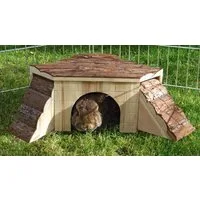 Kerbl Kleintierhaus Naturholz Nagerhaus Nature mit Rampen 37x37x16 cm 82771 Hasen-Haus