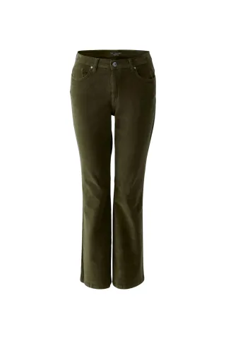 Oui - Cordhose THE CROPPED khaki - Gr. - 42