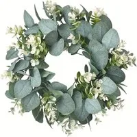 Kunstkranz Eukalyptus-Kranz für die Haustür, Osterkranz Haustür 45/35cm, Minicloss, Türkranz Ganzjährig, Kranz Dekorative Blumenkranz