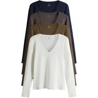 The Set Langarmshirt The Set Langarmshirts mit V-Ausschnitt, 4er-Pack (4-tlg)