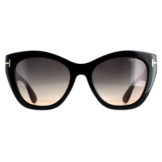 Tom Ford Cat Eye Damen glänzend schwarz rauch grau Gradient FT0940 Cara Sonnenbrille