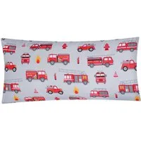 Heubergshop Kissenbezug, (1 Stück), 40x80cm Feuerwehr Grau Rot 100% Baumwolle Kinder (1 x Feuerwehr-40x80)