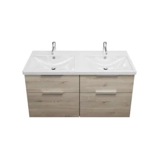 Burgbad Keramik Waschtisch-Set Eqio Eiche Dekor Flanelle/Alpinweiss, SEYT123F2632C0001 SEYT123F2632C0001
