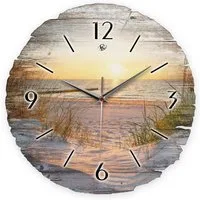 Kreative Feder Wanduhr Wanduhr "Strand" aus Naturholz (ohne Ticken, Funk- oder Quarzuhrwerk, ⌀ 30cm, außergewöhnlich)