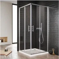 SONNI Eckdusche SONNI Duschkabine 80x80cm Eckeinstieg Duschabtrennung, BxT: 80x80 cm, Duschwand mit Doppel Schiebetür rollen,5mm Sicherheitsglas
