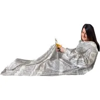 Wohndecke HOMELEVEL Ärmeldecke Microfaser 200x150 cm, Hellgrau Norweger, HOMELEVEL