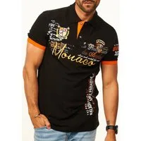 behype Poloshirt mit Stickerei als Freizeit Polo T-Shirt - Polo-Hemd für Herren Kurzarm Polohemd im Regular-Fit in Piqué-Qualität für Männer