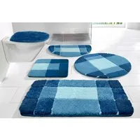 OTTO home Badematte Pia, Badvorleger, Badezimmer Teppich, Höhe 20 mm, rutschhemmend beschichtet, schnell trocknend, strapazierfähig, fußbodenheizungsgeeignet, Polyester, rechteckig, Badteppich, karierte Badematten, rechteckig, rund & als 3-tlg. Set