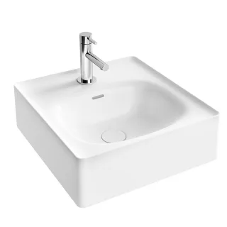 VitrA Equal Handwaschbecken 43 cm mit Hahnlochbank mit Hahnloch mit Überlaufschlitz,7240B403-0001 7240B403-0001