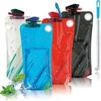 FELIXLEO Trinkflasche 4er Pack faltbare Trinkflasche 600ml Silikon BPA frei Camping Outdoor