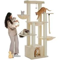 PAWZ Road Kratzbaum Kratzbaum Grosse Katzen stabil 13 Sisalpfosten(11cm), XXL 169 cm, Schwarz