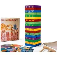 all Kids United Lernspielzeug ALL KIDS UNITED Wackelturm-Spiel für Kinder – Lernspielzeug aus Holz (Wackelturm Stapelspiel mit Tier-Motiven), Montessori Lernspielzeug