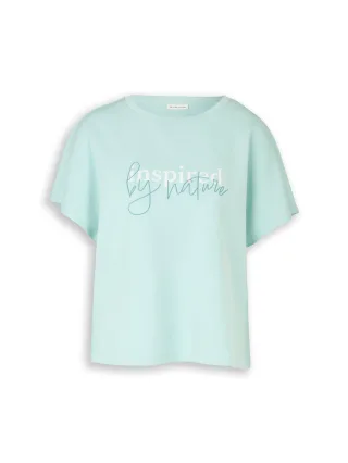 Tom Tailor - Loose Fit Scuba T-Shirt mit Print blue haze - Gr. - S