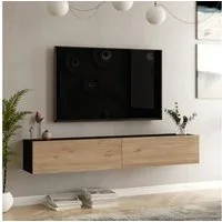 en.casa TV-Schrank »Lapinlahti« 180x31,5x29,5cm Eiche/Schwarz