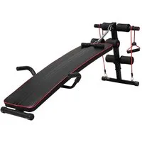 MC Star Bauchtrainer Trainingsbank Sit Up Bank Widerstandsbänder verstellbar bis 120kg (37,5x55,5x50-68cm)