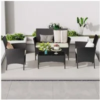 Gywowken Gartenlounge-Set 4-teilig - Wetterfeste Polyrattan Sitzgruppe für 4 Personen, (Set, 1 Sofa, 2 Sessel, 1 Tisch), Gartenmöbel-Set für 4 Personen, inklusive 1 Sofa, 2 Sessel, 1 Tisch