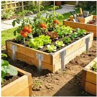Outsunny Bodenanker Metall-Garten-Hochbeetpfähle mit Schrauben Schwellen-Halterungen, für Standard-Eisenbahnschwellen im Garten- und Landschaftsbau, zum Einschlagen, (Set, 20-St., mit Handschuhe), Verzinkter Stahl, abgerundete Ecken, 20er-Pack