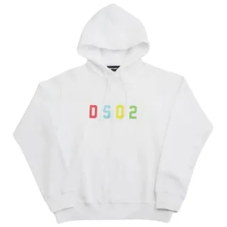 Dsquared2 Mehrfarbiger weißer Kapuzenpullover mit DSQ2-Logo