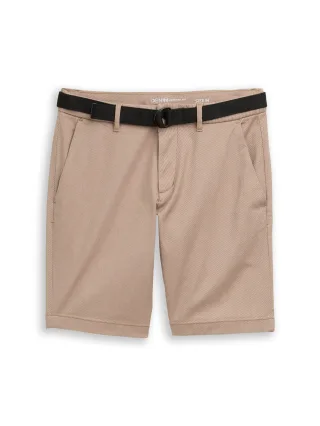 Denim Tom Tailor - TTREGULAR Chino Shorts mit Gürtel beige tonal twill structure - Gr. - XXL