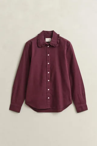 GANT - Classic Oxford-Bluse mit Rüschen darkened wine - Gr. - 42