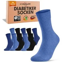 sockenkauf24 Diabetikersocken ohne Gummibund & ohne Naht aus Baumwolle (30-Paar) Diabetiker Socken mit Komfortbund ohne Gummi für Damen & Herren