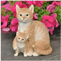 dazikemo Gartenfigur Gartenfigur Dekofigur Katze mit Katzenbaby