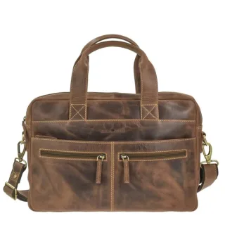 Greenburry Aktentasche Vintage Laptop Trolley | Leder antikbraun