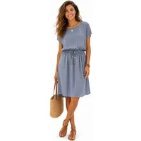 Eight2Nine Sommerkleid Damen Luftiges Sommerkleid aus Viskose mit Bindegürtel Sommerkleid