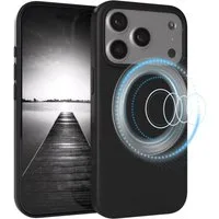 EAZY CASE Handyhülle für Apple iPhone 17 Pro Hülle Silikon 6,3 Zoll, Cover kompatibel mit Qi Magsafe Bumper Silicon Case kratzfest Schwarz