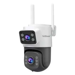 SriHome SH074 4MP Dual Lens PTZ Camera Dual-Screen Full Color Night Vision Human Motion Two-Way Audio Visual Alarm IP66