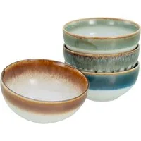 CreaTable Schale Cascade, Buddha Bowl 17,5 cm 4-tlg, Steinzeug, (Set, 4-tlg), Rekativglasur, Healthy Food